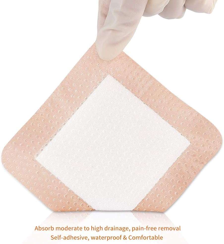 EalionMed Silicone Foam Dressing with Gentle Adhesive Border 4''x4'', 10 Pack, Painless Removal High Absorbency Bed Sore Wound Bandage for Pressure Sore, Leg Ulcer, Diabetic Ulcer - Image 4