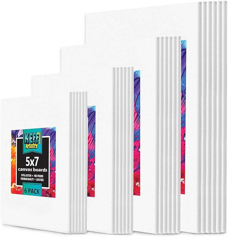 24-Pack Premium Canvas Boards for Painting, 100% Cotton Triple Primed Canvases, 6 Each 5" x 7", 8" x 10", 9" x 12" & 11" x 14", Acrylic Pouring, Oil, Watercolor & Mixed Media for Artists & Beginners - Image 1