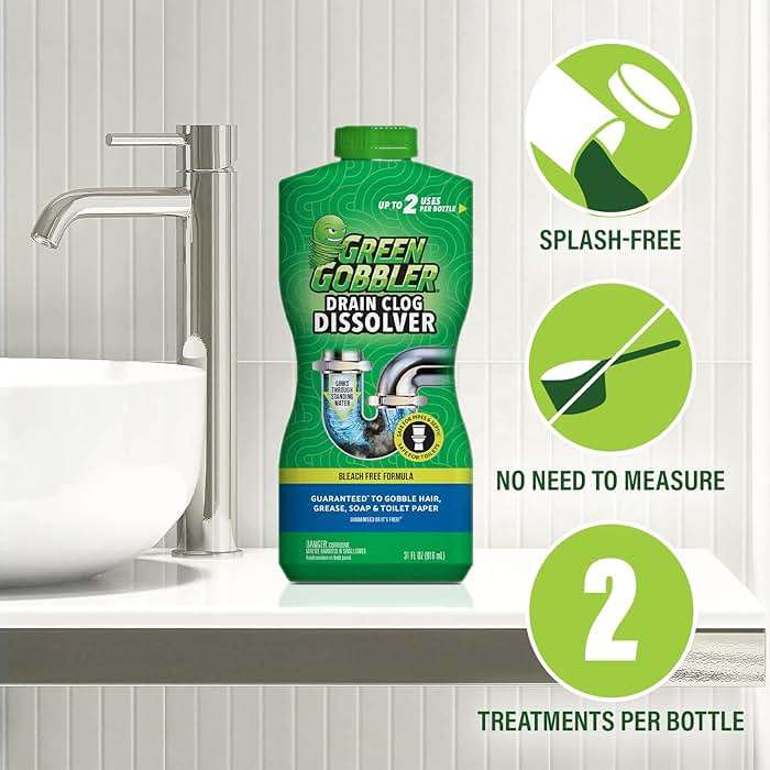 Green Gobbler Drain Clog Dissolver | Powerful Liquid Drain Opener & Toilet Clog Remover | Safe for Pipes & Septic | 2 Pack - Image 4