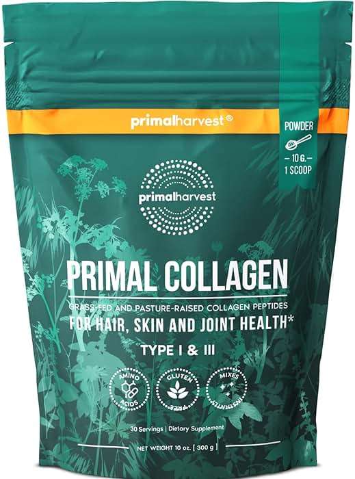 Primal Harvest Collagen Powder for Women or Men Primal Collagen Peptides Powder Type I & III, 10 Oz Collagen Protein Powder for Hair, Skin, Nails (Single, Original) - Image 1
