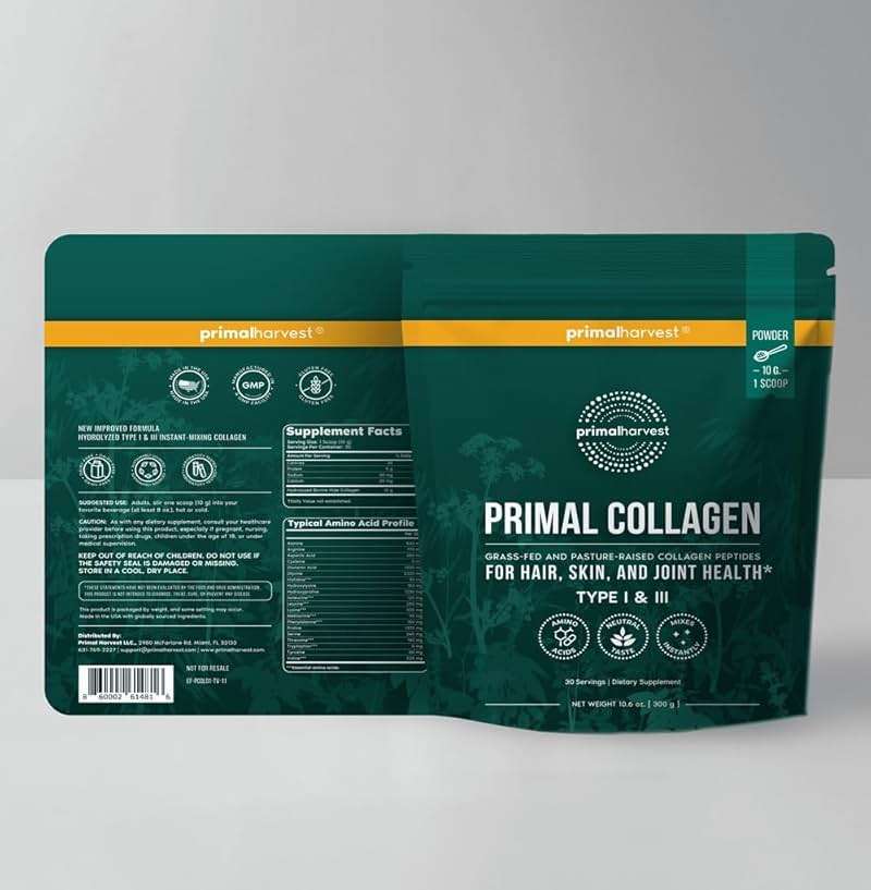 Primal Harvest Collagen Powder for Women or Men Primal Collagen Peptides Powder Type I & III, 10 Oz Collagen Protein Powder for Hair, Skin, Nails (Single, Original) - Image 3