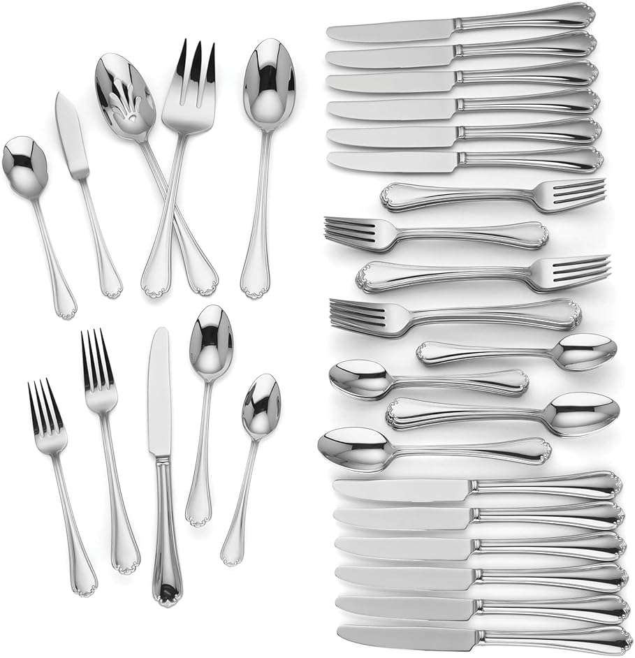 Lenox Silverware Set, Chelse Muse 65-Piece Flatware Set, Service For 12, 18/10 Stainless Steel, Dishwasher Safe, Knives Spoons And Forks Sets, Home And Kitchen Utensils (Silver, 65 Pieces) - Image 3
