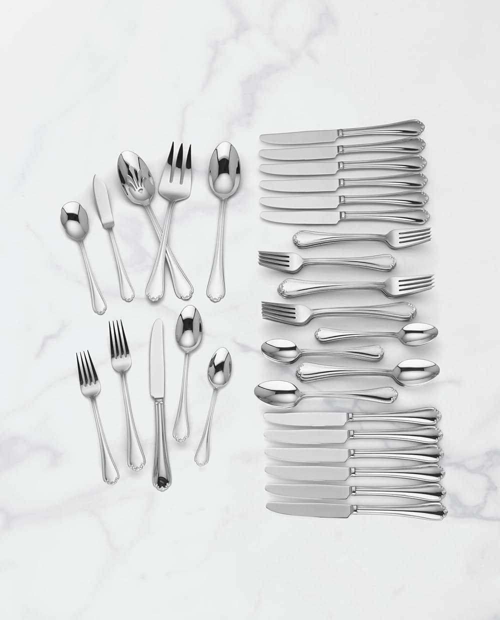 Lenox Silverware Set, Chelse Muse 65-Piece Flatware Set, Service For 12, 18/10 Stainless Steel, Dishwasher Safe, Knives Spoons And Forks Sets, Home And Kitchen Utensils (Silver, 65 Pieces) - Image 5