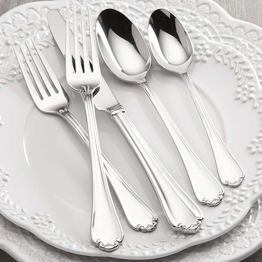 Lenox Silverware Set, Chelse Muse 65-Piece Flatware Set, Service For 12, 18/10 Stainless Steel, Dishwasher Safe, Knives Spoons And Forks Sets, Home And Kitchen Utensils (Silver, 65 Pieces) - Image 6