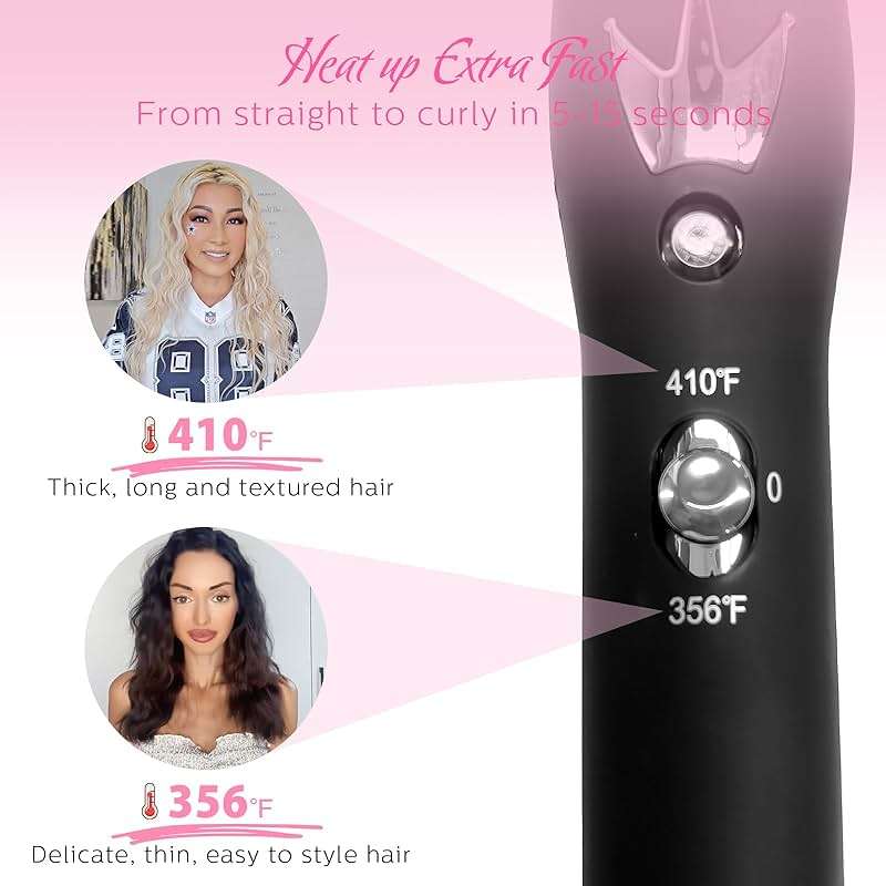 3 Barrel Curling Iron Hair Crimper: Birthday Gifts for Women - Dual Voltage Adjustable Temperature Three Barrels Hair Waver - 1 Inch Ceramic Curler Wand (Pink) - Image 2