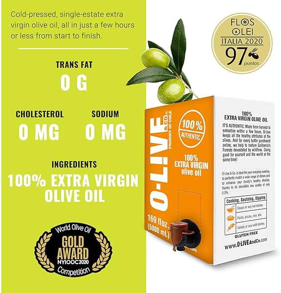 O-Live & Co. 5L (169 Fl Oz) 100% Extra Virgin Olive Oil Bulk Refill Spouted Box - No Additive - Single Origin EVOO - First Cold Pressed - Polyphenol Rich - New Harvest - Award Winner - Versatile - Image 7