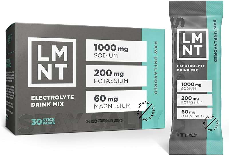 LMNT Zero Sugar Electrolytes - Raw Unflavored Salt | Drink Mix | 30-Count - Image 1