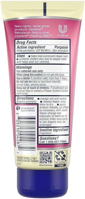 Vaseline Healing Jelly Petroleum Jelly For Diaper Rash Moisturizer For Baby Hypoallergenic Skin Protectant 2.89 oz - Image 3