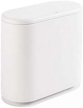 IEEK 12 Liter Rectangular Plastic Trash Can with Press Top Lid,White Modern Wastebasket Thin Trash Cans,3.2 Gallon Garbage Container Bin for Bathroom,Bedroom,Kitchen,Office and Powder Room - Image 1