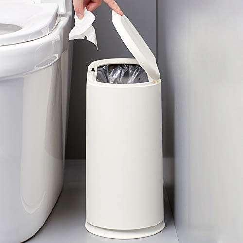 IEEK 12 Liter Rectangular Plastic Trash Can with Press Top Lid,White Modern Wastebasket Thin Trash Cans,3.2 Gallon Garbage Container Bin for Bathroom,Bedroom,Kitchen,Office and Powder Room - Image 4