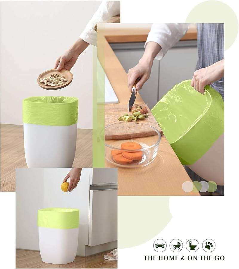 Compostable Trash Bags - FORID 13 Gallon Tall Kitchen Garbage Bags 80 Count Unscented Trash Can Liners 55 Liter Medium Wastebasket Bags for Bathroom Home Bedroom Office Garbage Can (5Rolls/Green) - Image 3