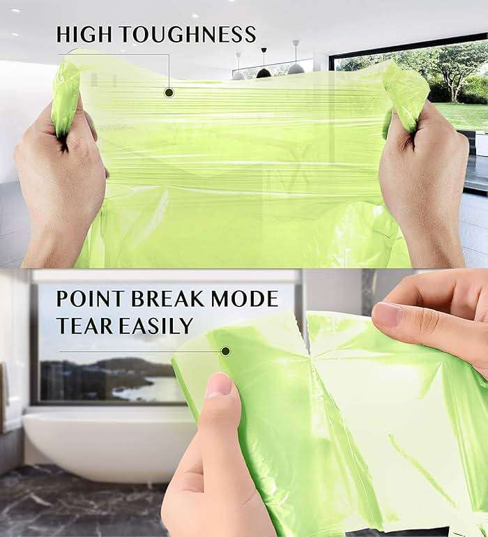 Compostable Trash Bags - FORID 13 Gallon Tall Kitchen Garbage Bags 80 Count Unscented Trash Can Liners 55 Liter Medium Wastebasket Bags for Bathroom Home Bedroom Office Garbage Can (5Rolls/Green) - Image 6