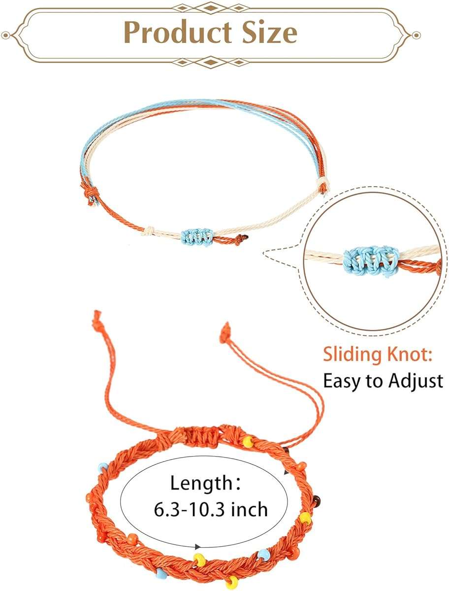 Hicarer 21 PC Surfer Wave Friendship Bracelet Set Waterproof Adjustable Boho Beach String Anklets Bulk, Summer Gift for Women - Image 2