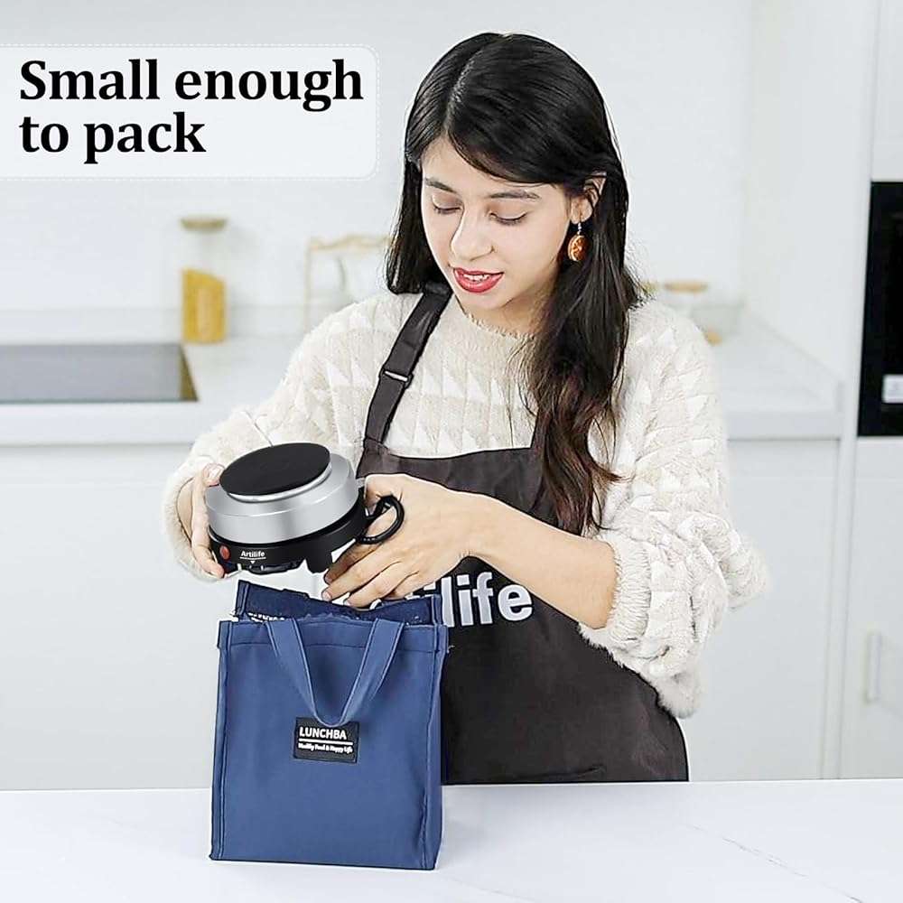Artilife 500W Mini Electric Hot Plate - Moka Pot Special, 110V Compact RV Camping Stove, 4" Cast Iron Burner for Coffee, Low Wattage Portable (Silver) - Image 2