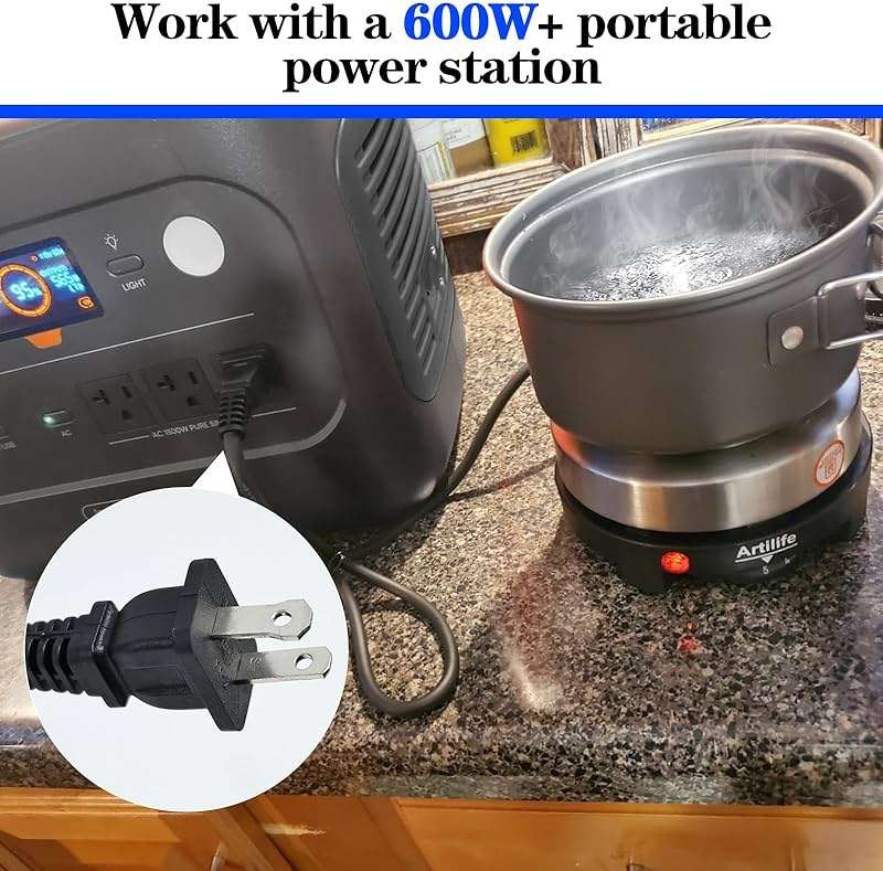 Artilife 500W Mini Electric Hot Plate - Moka Pot Special, 110V Compact RV Camping Stove, 4" Cast Iron Burner for Coffee, Low Wattage Portable (Silver) - Image 5