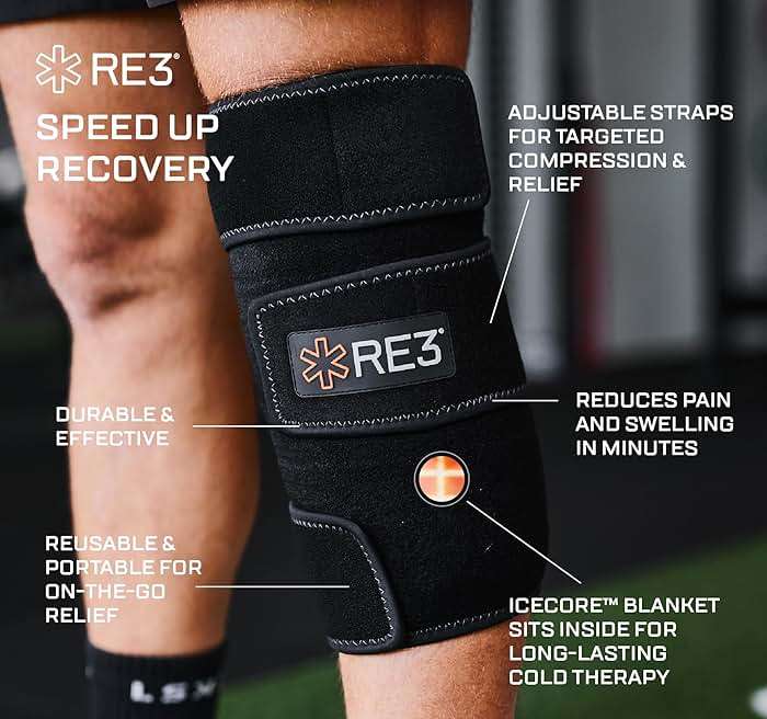 RE3 Ice Compression Pack for Knee, Arm & Leg - Powerful & Effective Cold Compression Cryotherapy Wrap for Chronic Pain, Knee Replacement, Swelling - 2 x Ice Core Blankets, Standard One Size Fits Most - Image 5