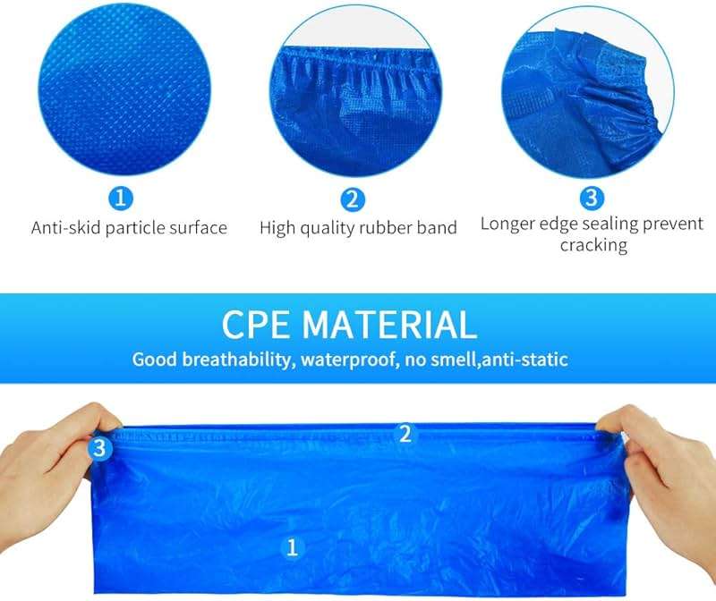 Green Convenience Shoe Covers Disposable Boot Cover Waterproof, Dust proof, 100 Pack(50 Pairs),The Size Fit Most, Non-slip, Blue, Protect Your Shoes, Floor, Carpet - Image 3