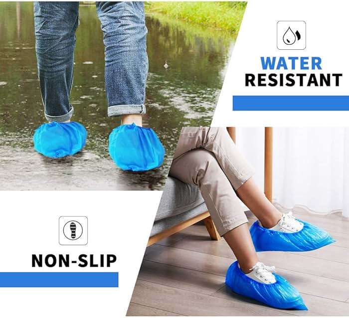 Green Convenience Shoe Covers Disposable Boot Cover Waterproof, Dust proof, 100 Pack(50 Pairs),The Size Fit Most, Non-slip, Blue, Protect Your Shoes, Floor, Carpet - Image 4