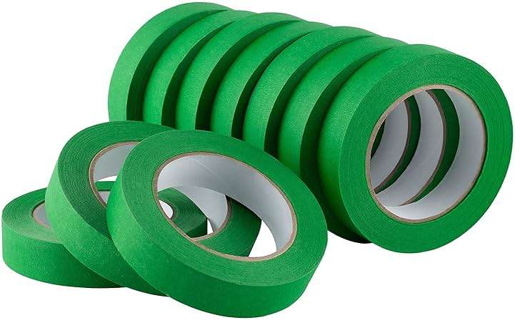 Lichamp 10 Pack Green Painters Tape 1 inch, Medium Adhesive Green Masking Tape Bulk Multi Pack, 1 inch x 55 Yards x 10 Rolls (550 Total Yards) - Image 1