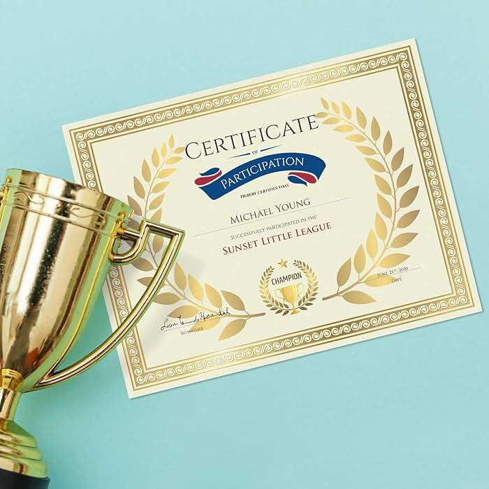 Sweetzer & Orange 50 Certificate Paper 8.5 x 11 for Printing, 180gsm Cardstock Gold Border Award Certificates Paper for Completion of Graduation Diploma, Employee of the Month & Sports Achievements - Image 7