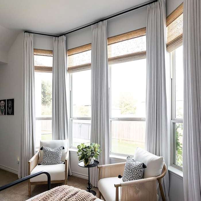 TWOPAGES Liz Linen Custom Curtain Customizable Size Blackout Pleated Header Memory Trained Neutral Linen Textured Window Drapes for Living Room Bedroom Patio Door Ceiling Track and Rod,1 Panel - Image 4
