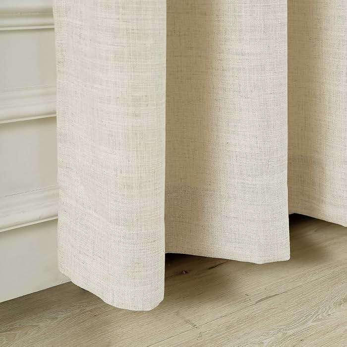 TWOPAGES Liz Linen Custom Curtain Customizable Size Blackout Pleated Header Memory Trained Neutral Linen Textured Window Drapes for Living Room Bedroom Patio Door Ceiling Track and Rod,1 Panel - Image 8