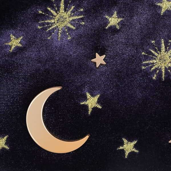 SZZCX Handy cosmetic makeup bag,Navy Velvet Embroidered Applique Moon Stars Cosmetic Bag,Starry Makeup Pouch with Tassels & Pearl Zipper,Beautician Storage Bag - Image 3
