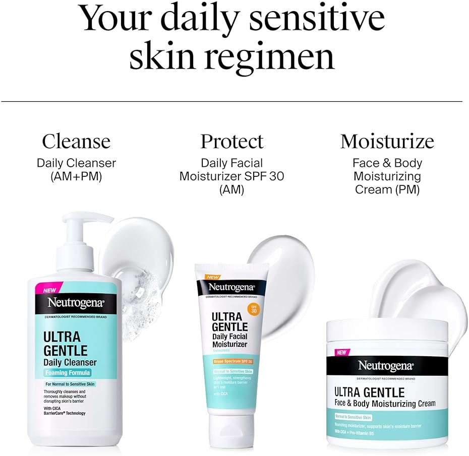 Neutrogena Ultra Gentle Foaming Facial Cleanser, Fragrance Free Hydrating Face Wash for Sensitive Skin, Daily Non Over Drying Makeup Remover, Hypoallergenic, Soap & Dye Free, Non-Comedogenic, 16 Fl Oz - Image 8