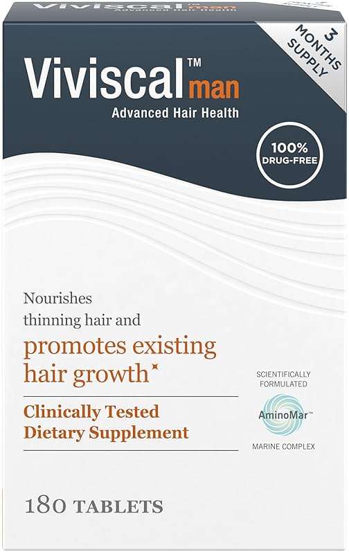 Viviscal Men's Hair Growth Supplements for Thicker Fuller Hair, Clinically Proven Collagen Complex, 180 Tablets 3 Month Supply - Image 1