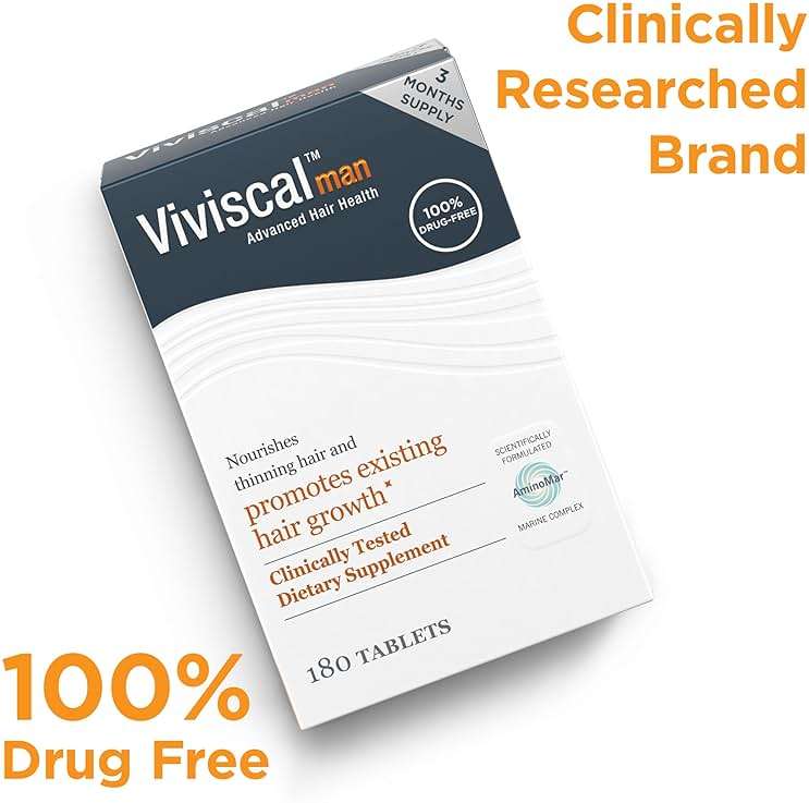 Viviscal Men's Hair Growth Supplements for Thicker Fuller Hair, Clinically Proven Collagen Complex, 180 Tablets 3 Month Supply - Image 6