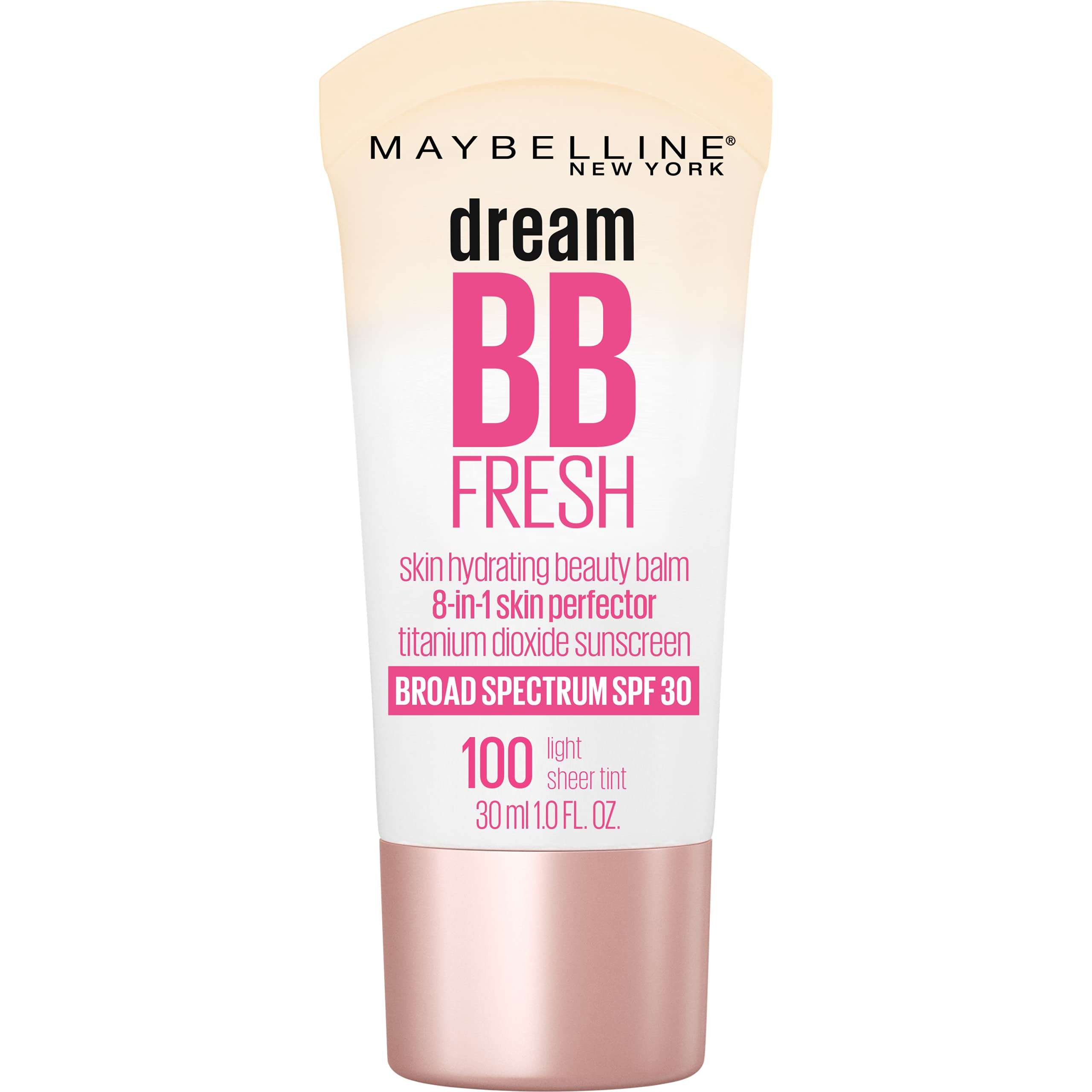 Maybelline Dream Fresh Skin Hydrating BB cream, 8-in-1 Skin Perfecting Beauty Balm with Broad Spectrum SPF 30, Sheer Tint Coverage, Oil-Free, Light, 1 Fl Oz - Image 1