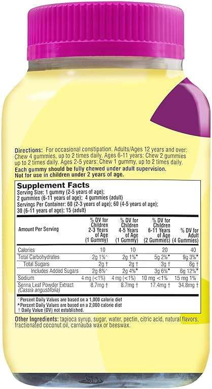 Senokot Dietary Supplement Laxative Gummies, 60 Count, Constipation Relief, Natural Senna Extract, Gentle Overnight Laxatives for Constipation Relief, Blueberry Pomegranate Flavor - Image 3