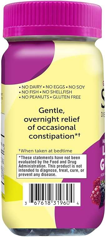 Senokot Dietary Supplement Laxative Gummies, 60 Count, Constipation Relief, Natural Senna Extract, Gentle Overnight Laxatives for Constipation Relief, Blueberry Pomegranate Flavor - Image 4