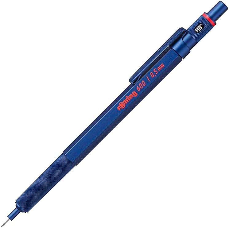 Rotring 600 Mechanical Pencil 0.5 mm Blue Full-Metal Pencil Body Hexagonal Drafting Stocking Stuffer Holiday Gifts for College Students Christmas Gifts for Teachers - Image 1