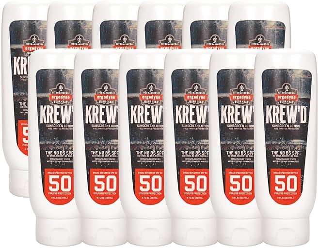 Ergodyne KREW'D 6351 Sunscreen Lotion, Broad Spectrum, SPF 50, 8 oz, 12-Pack - Image 1