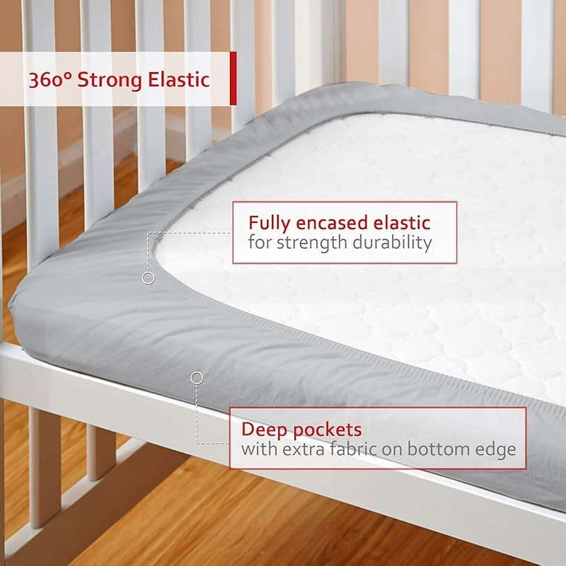 Pack and Play Sheets Fitted, Toddlers Mattress Protector 39"×27"×5", Breathable Thick Playard Lovely Print Cover, Compatible with Graco Pack n Play, Gray Star - Image 3