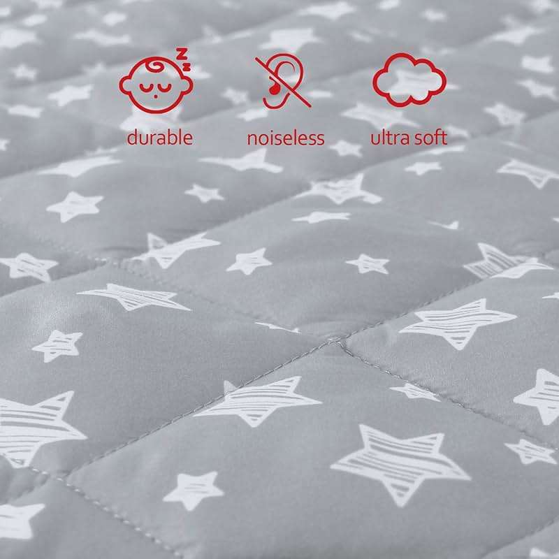 Pack and Play Sheets Fitted, Toddlers Mattress Protector 39"×27"×5", Breathable Thick Playard Lovely Print Cover, Compatible with Graco Pack n Play, Gray Star - Image 4