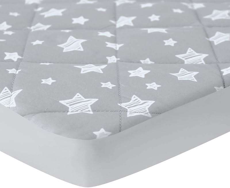 Pack and Play Sheets Fitted, Toddlers Mattress Protector 39"×27"×5", Breathable Thick Playard Lovely Print Cover, Compatible with Graco Pack n Play, Gray Star - Image 5