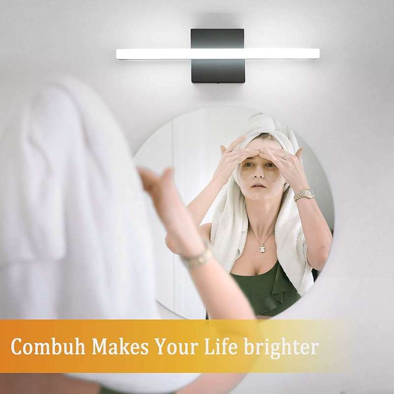 Combuh Black Bathroom Light Fixtures Over Mirror Lighting Gentle, 9W 16 Inch Modern LED Small Vanity Lamp Bar IP44 Slim Linear Bath Wall Sconces for Restroom Indoor Cool White 6000K - Image 7
