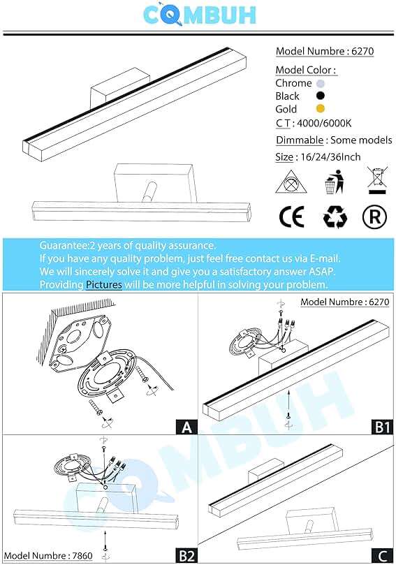 Combuh Black Bathroom Light Fixtures Over Mirror Lighting Gentle, 9W 16 Inch Modern LED Small Vanity Lamp Bar IP44 Slim Linear Bath Wall Sconces for Restroom Indoor Cool White 6000K - Image 8
