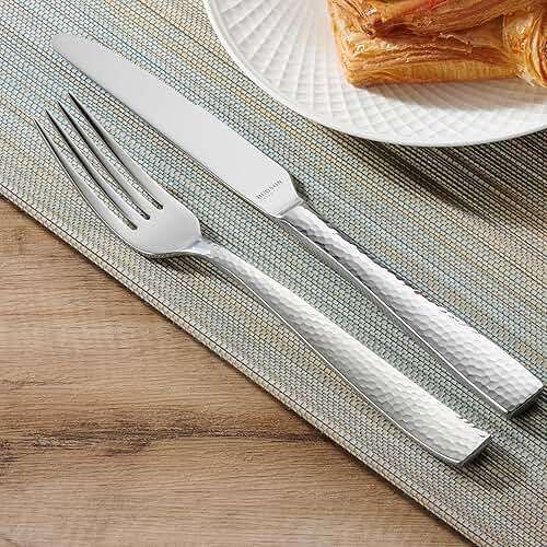 Hudson Essentials 40-Piece Hammered Stainless Steel 18/10 Flatware Silverware Set, Service for 8 (40-Piece Set) - Image 7