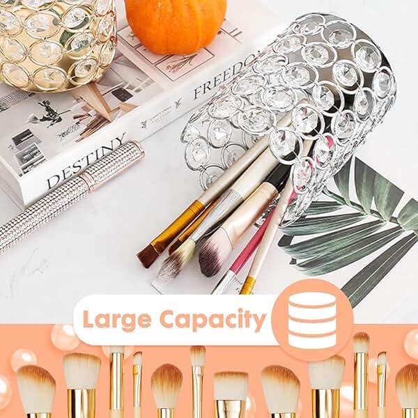 ShellKingdom Makeup Brush Holder, Clear Crystal Diamond Cosmetic Brush Storage Organizer Holder, Candle Holder for Wedding Christmas Birthdays Gifts Home Office Decor Dresser - Image 6