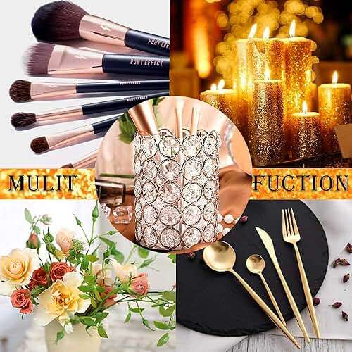ShellKingdom Makeup Brush Holder, Clear Crystal Diamond Cosmetic Brush Storage Organizer Holder, Candle Holder for Wedding Christmas Birthdays Gifts Home Office Decor Dresser - Image 8
