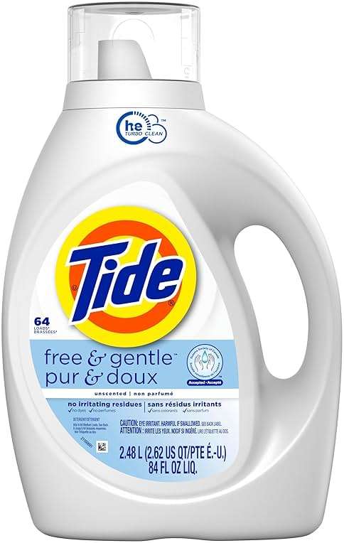 Tide Free & Gentle Liquid Laundry Detergent, 64 Loads, 84 fl oz, Tide Laundry Detergent, Clean Laundry Detergent - Image 11