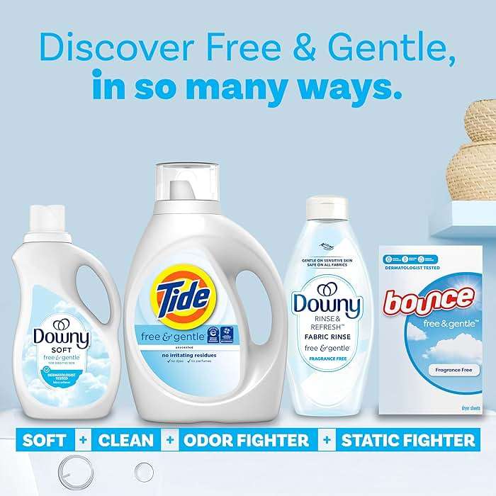 Tide Free & Gentle Liquid Laundry Detergent, 64 Loads, 84 fl oz, Tide Laundry Detergent, Clean Laundry Detergent - Image 9
