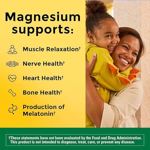 Nature Made High Absorption Magnesium Citrate 200 mg per serving, Magnesium Supplement for Muscle, Nerve, Bone and Heart Support, 60 Magnesium Gummies, 30 Day Supply - Image 2