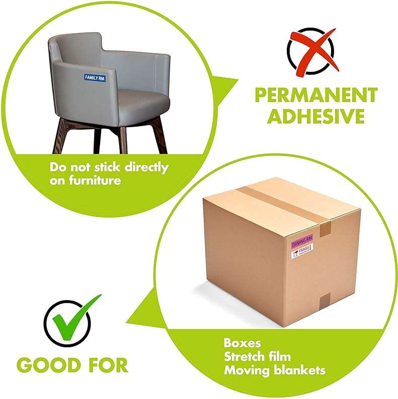 1200 Pcs 25 Designs Pre-Printed Color-Coded Home Moving Box Labels with Customizable Blank Sticker (Each Measures 3.9” x 0.9”) - Image 3