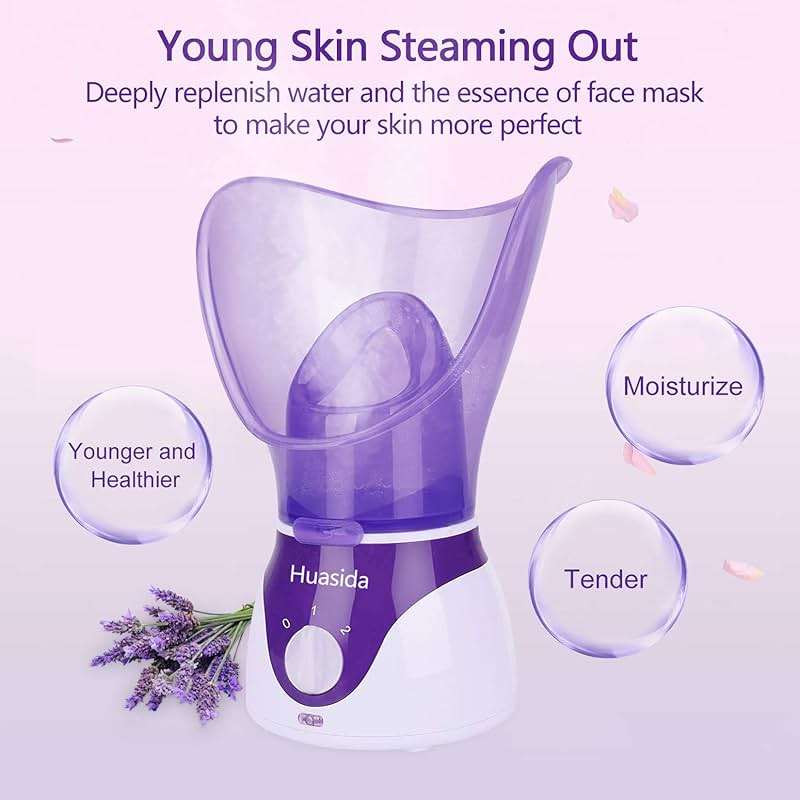 Facial Steamer Personal Steam Inhaler Sauna Facial Steamer Hot Mist Moisturizing Beauty Instrument Rejuvenate and Hydrate Your Skin (Purple) - Image 2