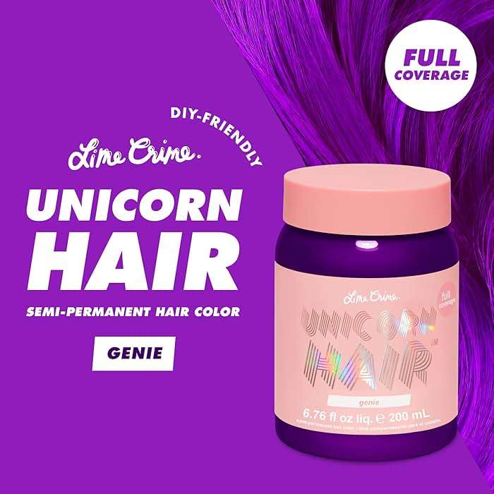 Lime Crime Unicorn Hair Dye Full Coverage, Genie (Deep Violet Purple) - Damage-Free Semi-Permanent Hair Color Conditions & Moisturizes - Temporary Hair Tint Kit Has A Sugary Citrus Vanilla Scent - Image 6