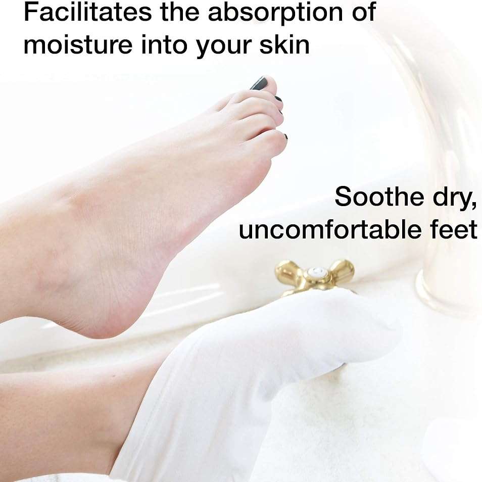 Eurow Moisturizing Cotton and Spandex Therapy Socks for Softening Dry Feet, Deep Hydration, and Spa-Like Skin Care Treatment, Perfect for Cracked Heels and Rough Skin, 2-Pair Set, White - Image 2
